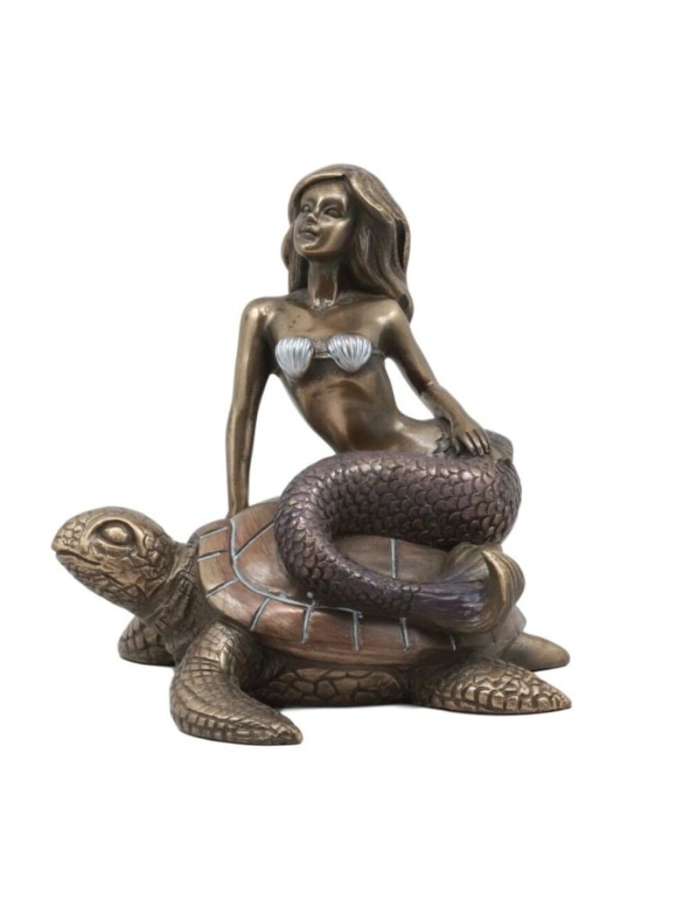 Ocean Mermaid Riding On Sea Turtle Figurine Sirens Of The Seas Coral Reef Decor - Picture 3 of 7